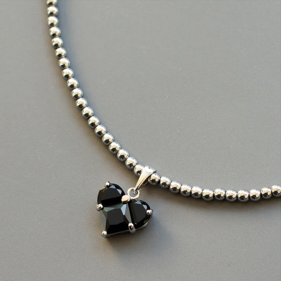 Cold Black Zircon Pendant Necklace For Women