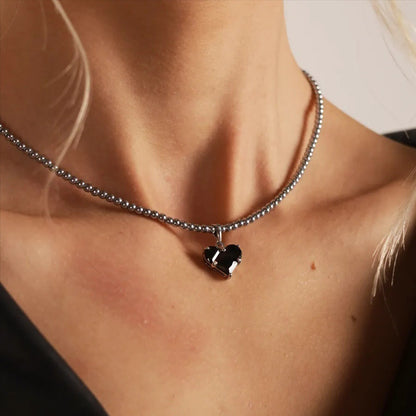 Cold Black Zircon Pendant Necklace For Women