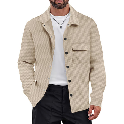 Men's Retro Casual Jacquard Knitted Lapel Shirt Jacket