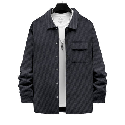 Men's Retro Casual Jacquard Knitted Lapel Shirt Jacket